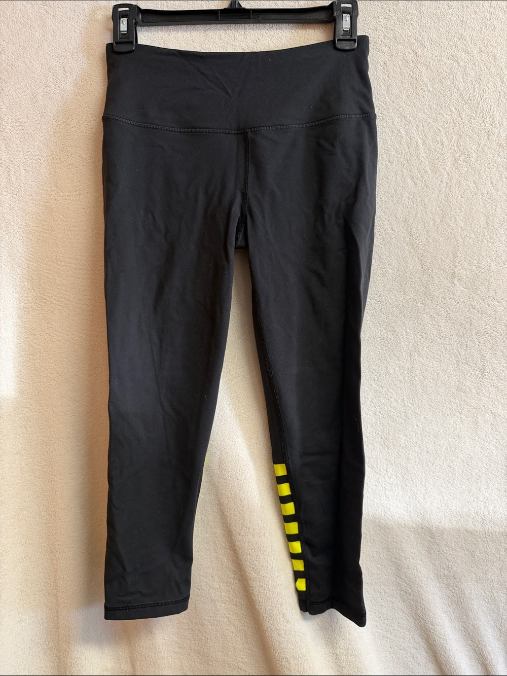 Victoria's Secret Black Leggings with Yellow Calf Stripes